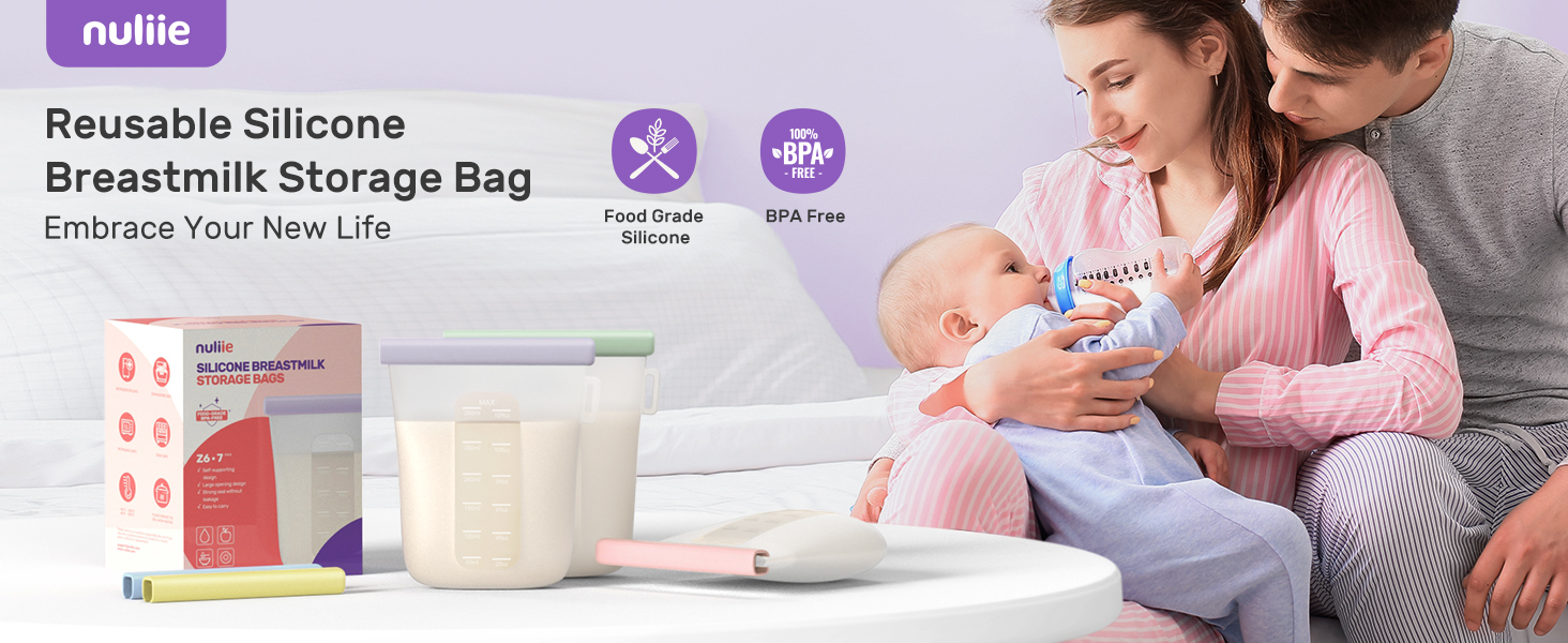 7 Packs Reusable Silicone Breastmilk Storage Bags - Nuliie